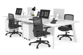 Switch - 4 Person Workstation White Frame [1400L x 700W]