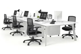 Switch - 6 Person Workstation White Frame [1600L x 800W with Cable Scallop]