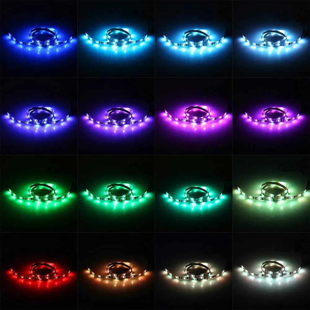 Tanbaby TV Backlight Bias Lighting Balack PCB 5050 LED Strip Lights waterpfor tape Mini USB RGB Light Kits for Flat Screen LCD