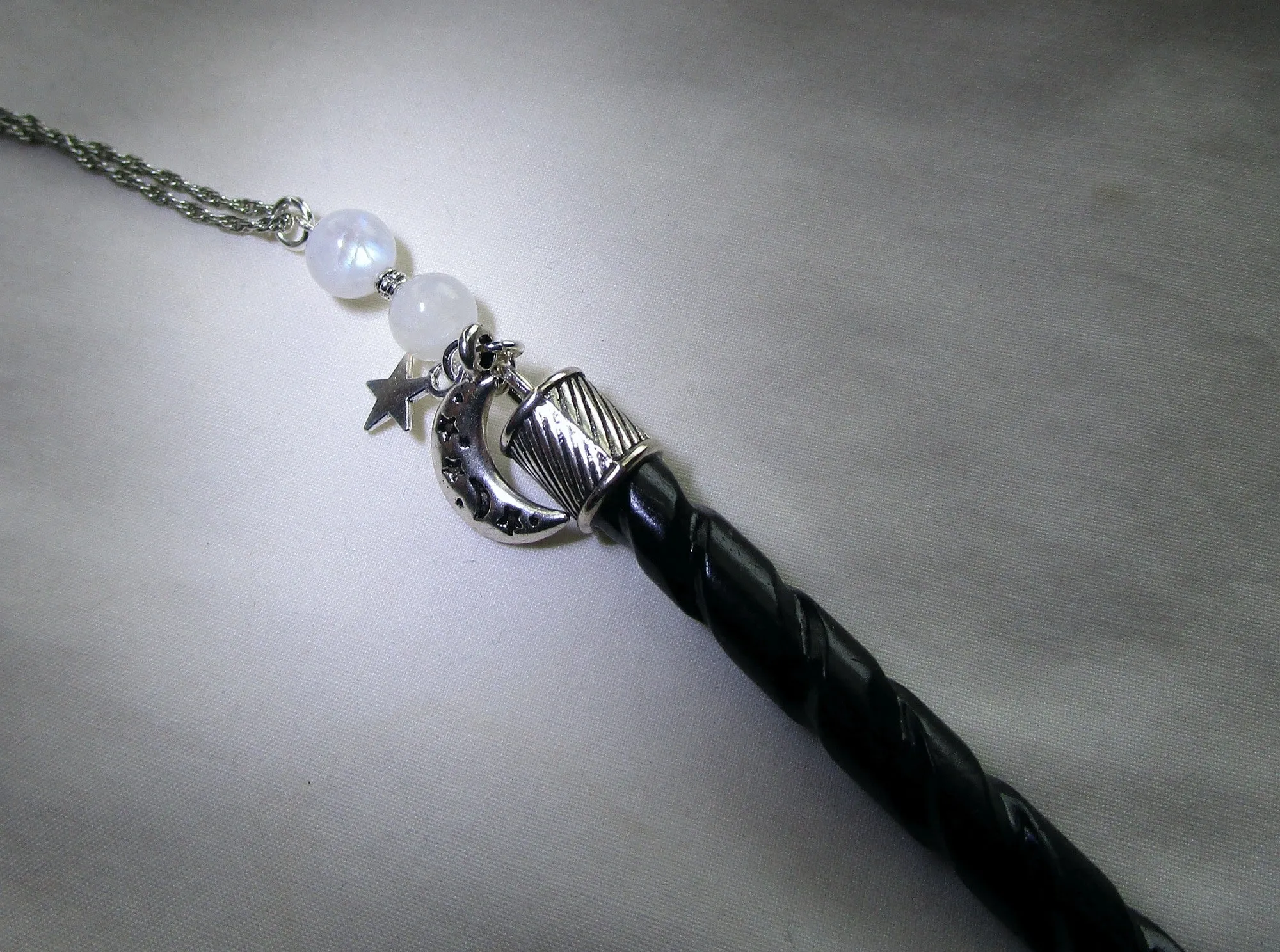 Unicorn Horn Natural Black Spiral Wand Pendant Necklace